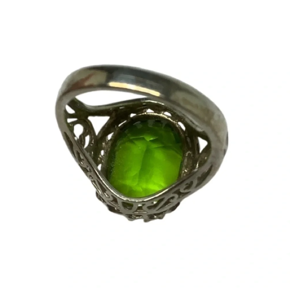 Sterling silver green gemstone ring